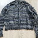 Press  Grey Grainy Knitted V Neck Sweater Photo 0