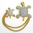 Joan Rivers  TURTLE + BABY TURTLE PAVE CRYSTAL PINS Brooch Gold Plate Rhinestones Photo 3