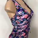 Gottex New. Profile by  pink and blue floral lace front tankini top. 34D. S/M. Re Photo 3