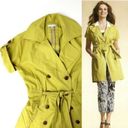 CAbi  390 Safari Trench Coat Jacket Green Belted Short Sleeve 100% Cotton Small Photo 3