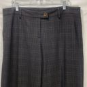 CAbi  Dark Charcoal Gray Plaid Wide Leg Mid Rise Trouser Pants Size 16 Long Photo 2