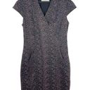 MM.LaFleur  Stretch Bodycon Purple Tweed Cap Sleeve V-neck Dress Size 8 Photo 0