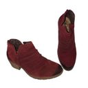 Earth Origins  Suede Booties Size 8.5 Amanda Perforated Ruching Garnet Back Zip Photo 4