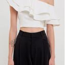 Endless Rose  Black Ruffle Off the Shoulder Eyelet Crop Top with Scalloped Edge S Photo 1