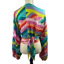 Elan  Womens Rainbow Wrap size Small Ballon Sleeve Balletcore Peasant Festival Photo 3