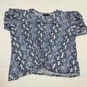 Generation Love  Snakeskin Print Linen Short Sleeve T-Shirt Tee Top Blue Small Photo 11