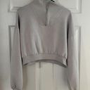 Forever 21  Grey Scuba Quarter Zip Cropped Sweatshirt Photo 0