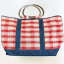 Bongo  Y2k retro red, blue, and white denim plaid cherry picnic bag 🧺 Photo 1