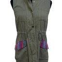 Harper  Army Green Vest With Colorful Pocket Accents Size S 100% Cotton Photo 0