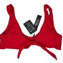 Omkagi NWT  Red Ribbed Tie Front Bikini Top size Large Photo 0