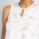 Modcloth  | White Passport Stamps Travel Familiar Feeling Sleeveless Top XXS Photo 3