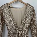 H&M  Gold Sequin Mini Dress Long Sleeve Low Back NEW Womens Size 6 Photo 4