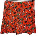 Topshop  Women’s Size 4 Orange Ditzy Floral High Rise Shorts Photo 2