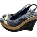 UGG NEW  Noella denim and leather sling back peep toe wedge heels size 9 Photo 6