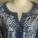 Cathy Daniels  v-neck tunic blouse size large embellished blue/white bling boho Photo 0