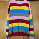 Umgee  Rainbow Striped Crewneck Knit Sweater Size Large Photo 4