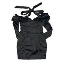 Pretty Little Thing  - Constructed Satin Draped Bardot Bodycon Dress in Black Photo 2