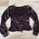 Majorelle Revolve  Waldorf Top in Chocolate Brown Tie Front Small NWT Long Sleeve Photo 5