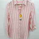 C&C California  Red White Striped 100% Linen Shirt Women's Size Large L NWT Photo 0