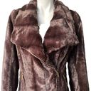 Dennis Basso Dennis by  Brown Faux Fur Moto Jacket, Sz S Photo 6