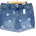 Lane Bryant  Signature Fit Boyfriend Midi Short NWT Blue Star Pattern Size 16 Photo 0