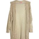 Pink Lily  Cream Long Open Knit Crochet Cardigan Size S Photo 4