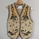 Vtg Carolina Colours Private Collection Medium Embroidered Flowers Sweater Vest Tan Photo 0