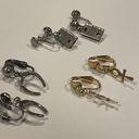 Gold Hinge Lot Of 3 Fun Novelty Clip On Screw On Earrings Dangle- Door Hinge Horseshoe Etc Photo 8