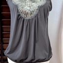 Lily White  Womens Blouse Black Sleeveless V Neck Sequin Pullover Tank Evening L Photo 2