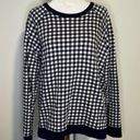 Draper James  navy blue & white gingham cotton sweatshirt size L Photo 1