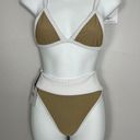 Beach Riot  Bikini Size XS Pamela Bikini Top & Emmy Bottoms Taupe & White Photo 7