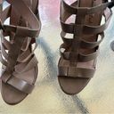 American Eagle  faux leather strappy block heel tan sandals, boho, peep toe, 11M Photo 6