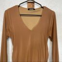 Missguided  Brown Long Sleeve Ruched Gathered Bodycon Dress Size 8 Photo 29