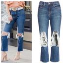 L'Agence L’AGENCE Jordan High Rise Cropped Straight Distressed Jeans Size 25 Dark Wash Photo 1