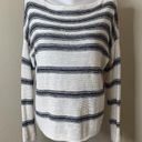 Vince Linen Striped Sweater Pullover Scoop Neck Loose White Blue Sz Small Top Photo 1