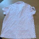 Roller Rabbit  white pink heart print collared button up pajama polo top medium Photo 6