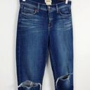 L'Agence  Rachel Ripped Crop Slim Fit Blue Slouch Cuffed Jeans Size 24 Stretch Photo 2