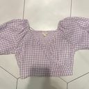 Sim & Sam NWOT  Purple Gingham Puff Sleeve Top Photo 1