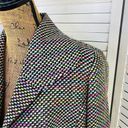 Doncaster  Neon Rainbow Silk Tweed Open Front Crop Blazer Jacket Black Multi 6 Photo 4