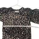 Loft Women's Black Animal Print Pleated Puff Sleeve Top Photo 6