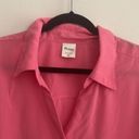 Blair  Pink 1/2 Sleeve Collared V Neck Button Down Blouse Semi Sheer Photo 1