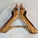 Enzo Angiolini  Womens Shoes 7.5 Orange Leather Giraffe Print Open Toe Pump Heels Photo 10