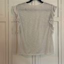 Caslon  cotton embroidered flutter sleeve white top small Photo 5