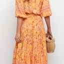 Petal and Pup  Orange Yellow Floral Flowy Bohemian Sunset Maxi Dress XS Photo 3