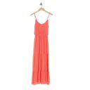 The Vanity Room NWT  V Neck Strappy Tired Maxi Dress In Coral M Photo 2