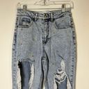 Tinseltown  Heavily Distressed Ripped Hole Denim Straight Leg Jeans Raw Hem Fray Photo 2