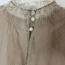 Theory  Taupe and Sparkle Silk Sheer Fringe Tank Top With Detailed Collar Photo 6