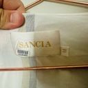 SANCIA Anika White Linen Blend Striped Waist Tie Midi Dress Size Medium Photo 5