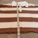 love on a hanger Brown Striped Polo Collar Long Sleeve Cropped Casual Tee Photo 6