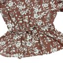 Sweet Rain  Floral Mauve Beige Tie Top Size XL Photo 2